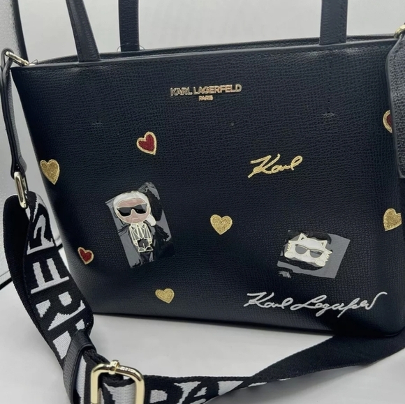 🔹️Karl Lagerfeld 🔹️Maybelle Satchel Crossbody Medium Black IKONS… - Picture 6 of 6